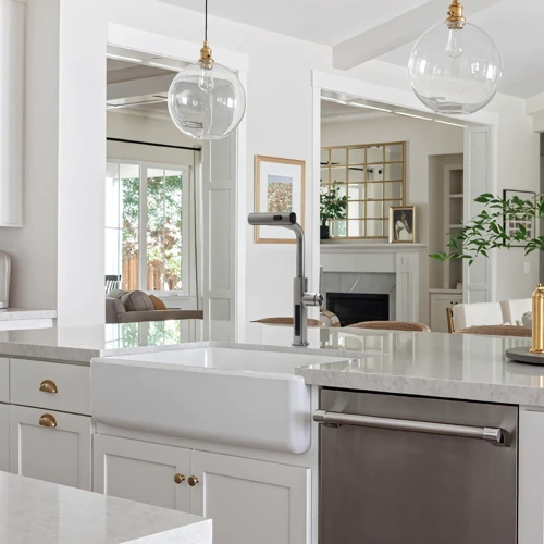 Смеситель для кухни Lefton Waterfall & Pull-Out Kitchen Faucet with Temperature Display-KF2209 Brushed Nickel: Назначение Для кухни