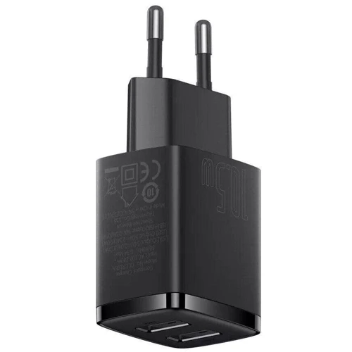 Зарядное устройство Baseus Wall Charger 2xUSB Compact 10.5W Black (CCXJ010201): Тип сетевое