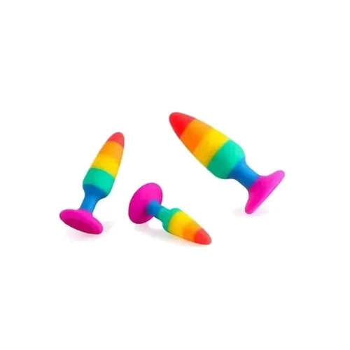 Анальная пробка Wooomy Hiperloo Silicone Rainbow Plug M