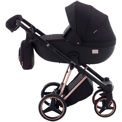 Универсальная коляска 2 в 1 Adamex Mimi Polar (Pink Gold) BR603 черный (люрекс) - черная кожа: Возможность установки люльки есть