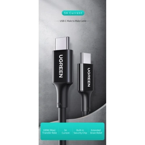 Кабель Ugreen USB-C to USB-C 100W 5A 1m Black (80371): Тип USB-C - USB-C