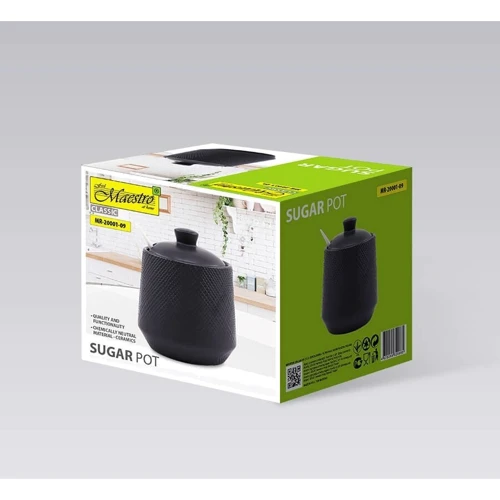 Сахарница Maestro Black с ложкой 0.3л (MR20001-09): Цвет черный