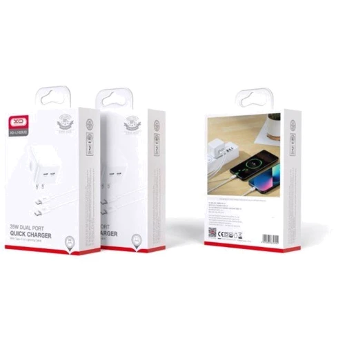 Зарядное устройство XO Wall Charger 2xUSB-C L102 35W White: Сила тока 2.4А и более