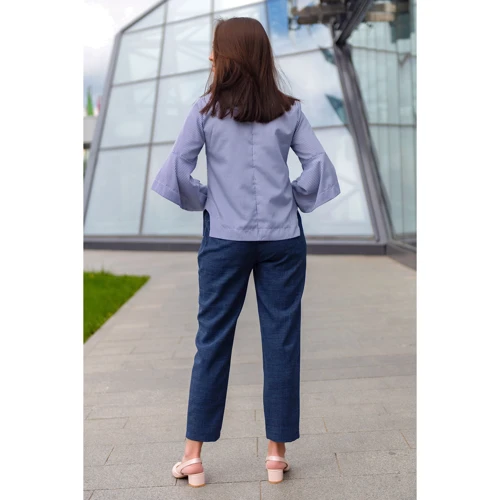 Блуза FLFashion Каприз-1 ФБК 3103 46 голубая с длинным рукавом: Сезон Демисезон