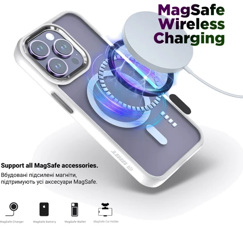 Чехол для iPhone ArmorStandart Unit MagSafe Case Matte Clear/Silver for iPhone 15 Pro Max (ARM69350): Материалы поликарбонат и полиуретан