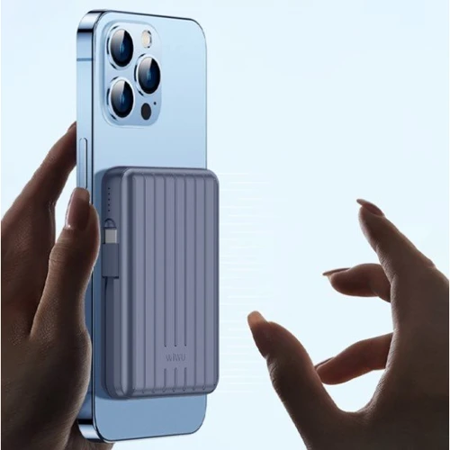 Внешний аккумулятор WIWU Power Bank 5000mAh 22.5W Trunk Magnetic Wireless Blue (PP02) фото 6