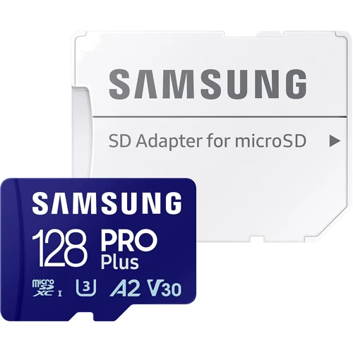 Карта пам'яті Samsung 128 GB microSDXC Pro Plus UHS-I U3 V30 A2 Class 10 + SD-adapter (MB-MD128SA)
