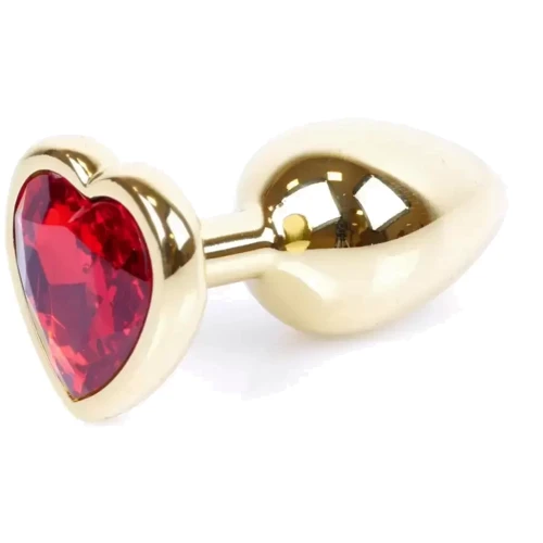 Анальная пробка Boss Series - Jewellery Gold Heart PLUG Red S (BS6400037)