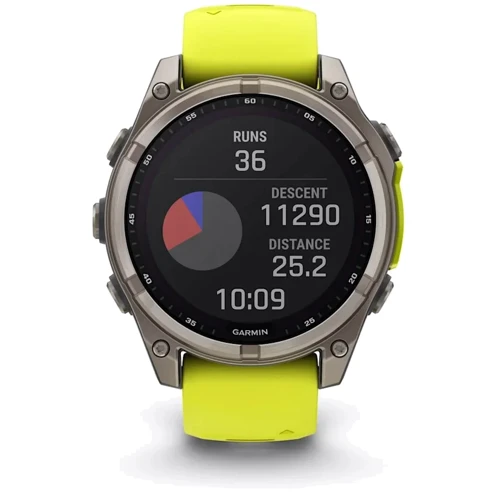 Смарт-часы Garmin Fenix 8 Solar 47mm Sapphire Titanium with Amp Yellow/Graphite Silicone Band (010-02906-21): Виды спорта Дайвинг, Парусный спорт, Серфинг, Гольф, Плавание, Велоспорт, Бег