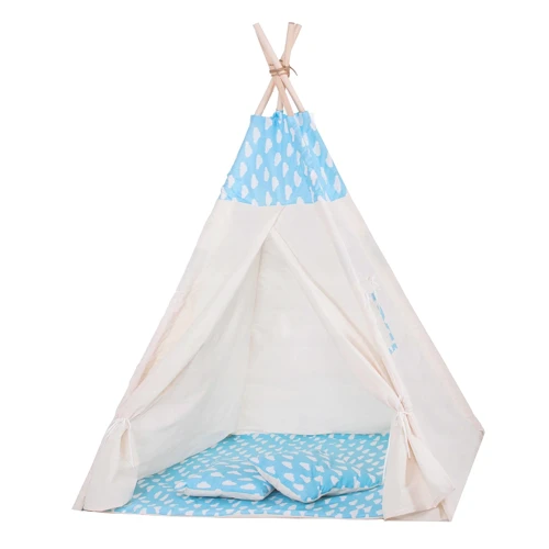 Детская палатка Springos Tipi XXL вигвам бело-голубая (TIP05)