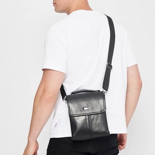 Мужская сумка через плечо Ricco Grande черная (T1tr0029bl-black): Тип ручки С широким ремнем, Со съемным ремнем, Плечевой ремень, Короткая ручка