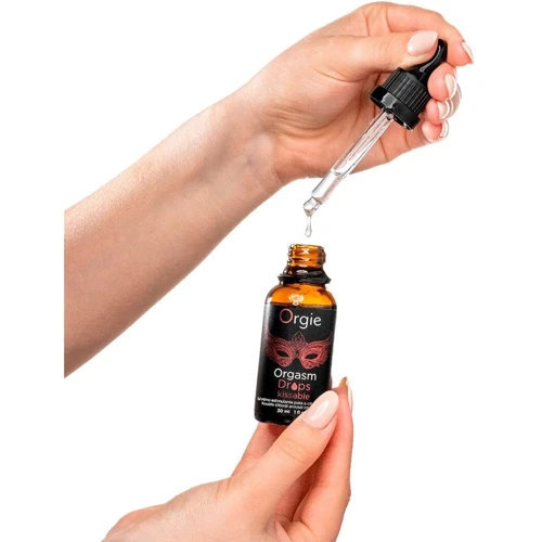 Возбуждающие капли для клитора Orgie Orgasm Drops Kissable, 30 мл, тепло-холод, вкус яблока
