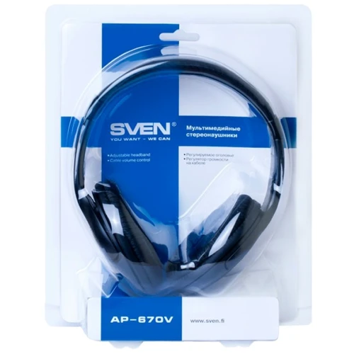 Наушники SVEN AP-670V Black: Тип конструкции накладные