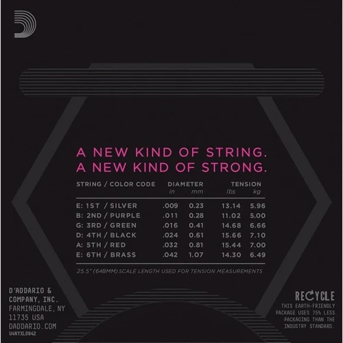 Струна для гитар Струны D`ADDARIO NYXL0942 NYXL SUPER LIGHT 09-42: В комплекте Набор из 6 струн