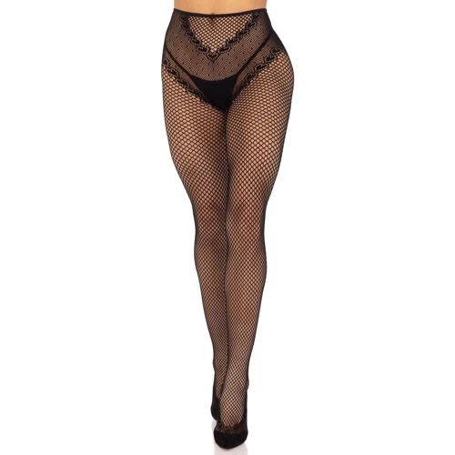 Колготки Leg Avenue Crotchless Net Tights with Heart Backseam Black One Size