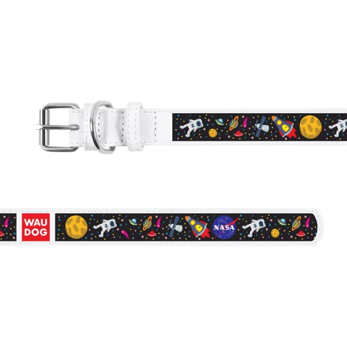 Нашийник WAUDOG Design з малюнком "NASA" 12 мм 18-24 см білий (0012-0047-15): Виробник WAUDOG
