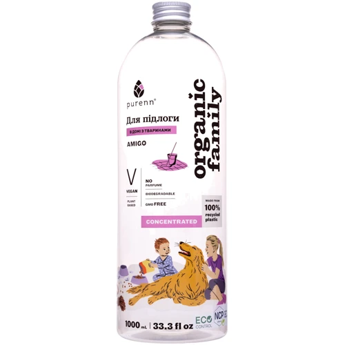 Натуральний очищувач підлоги Purenn Organic Family Amigo Animal Friendly Антибактеріальний 1 л (4751024880166)