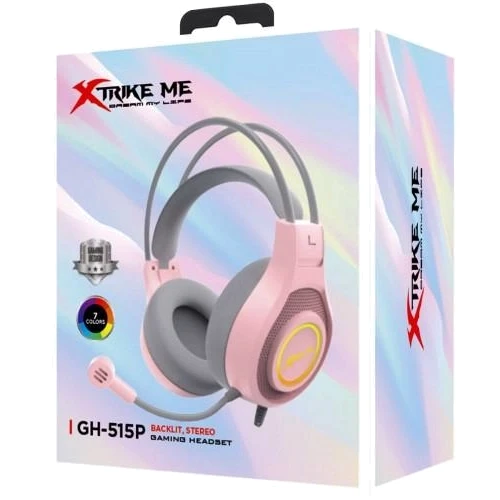 Навушники Xtrike Me GH-515 RGB Pink: Додатково регулятор громкости, Подсветка корпуса