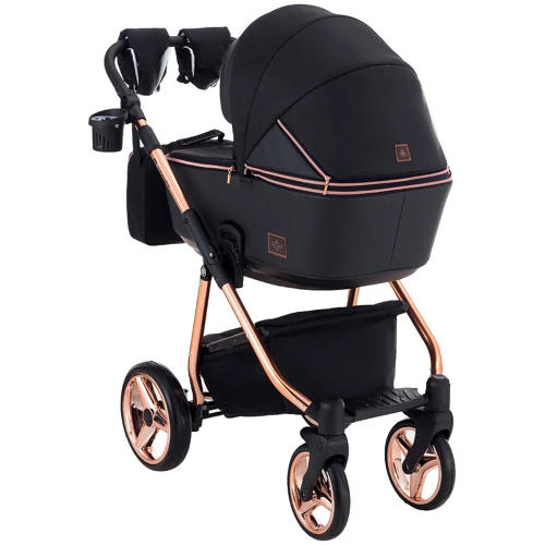 Універсальна коляска 2 в 1 Adamex Sierra Polar (Pink Gold) SR408 чорний - чорний шкіра (перфорація): Можливість встановлення люльки є