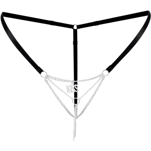 Сексуальные трусики с цепочкой и подвеской Art of Sex - KISS panties Вlack (L-2XL)