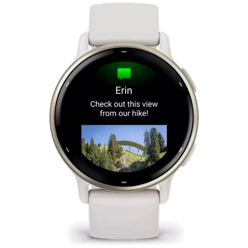 Смарт-часы Garmin Vivoactive 5 Cream Gold Aluminium Bezel with Ivory Case and Silicone Band (010-02862-11): Дисплей 1.2" AMOLED (390x390) / Corning Gorilla Glass 3