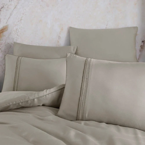 Комплект постільної білизни HOBBY Silk Modal шовк-модал Євро Бежевий (606532_2,0) фото 14