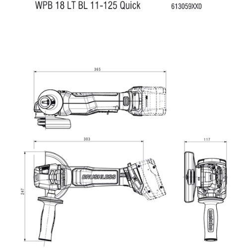 Болгарка (угловая шлифовальная) Metabo WPB 18 LT BL 11-125 Quick (613059850): Производитель Metabo