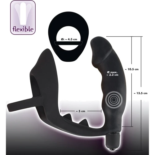 Стимулятор простаты с эрекционным кольцом Orion Black Velvets Ring & Plug