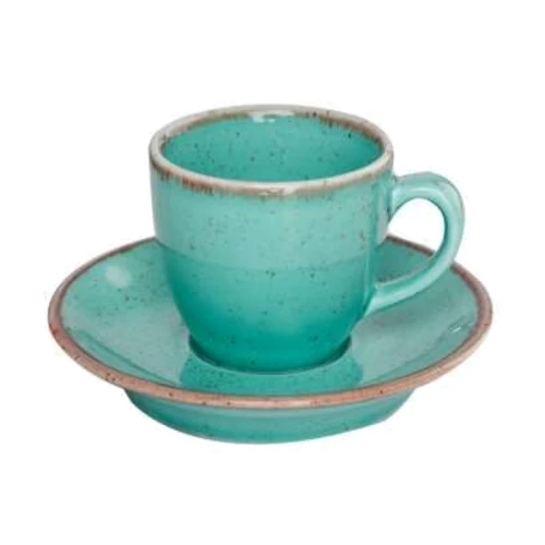 Чашка кофейная Porland Seasons Turquoise 80 мл с блюдцем 120 мм в наборе (213-212109.T)