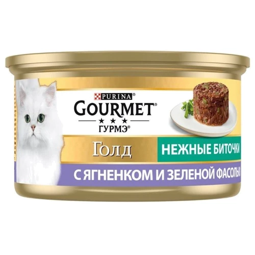 Влажный корм GOURMET Gold "Нежные биточки" для взрослых кошек с ягненком и зеленой фасолью 85 г (7613035442276): Возраст Взрослые
