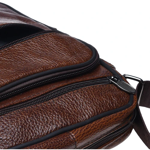 Мужская сумка планшет Borsa Leather коричневая (K18490-brown): Фактура Матовая, Зернистая