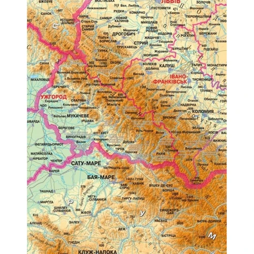 Україна. Загальногеографічна карта, м-б 1:1 000 000 (на картоні): Количество страниц 1
