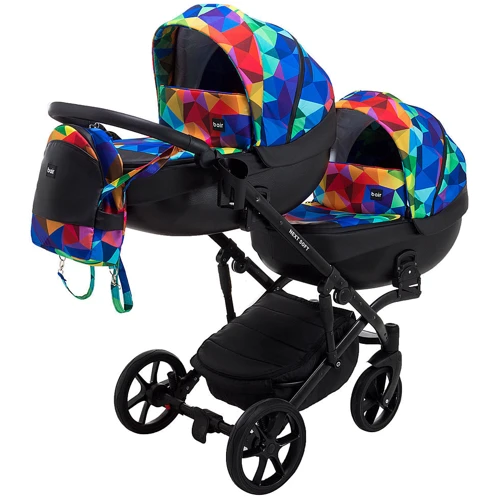 Коляска 2 в 1 для двойни Bair Next DUO Special 24 калейдоскоп (625794)