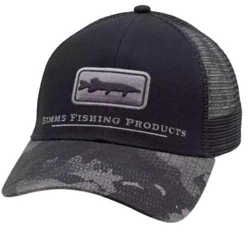 Мужская бейcболка Simms Musky Icon Trucker Hex Flo черная (13035-008-00)