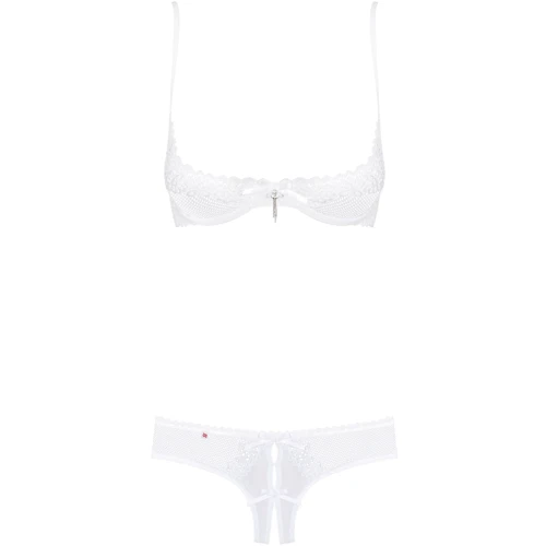 Ажурный эротический комплект Obsessive Alabastra set white S/M