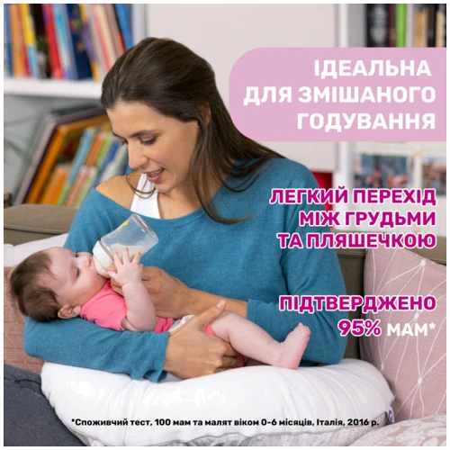 Пляшечка пластикова Chicco Natural Feeling NEW, 330 мл, 6м+ блакитна (81335.20): Матеріал пластик