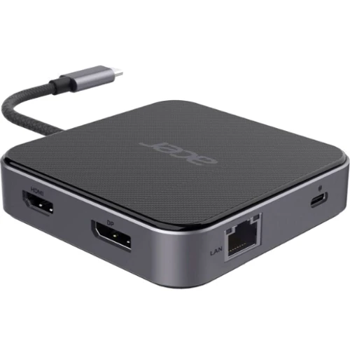 Адаптер Acer Adapter USB-C to HDMI+DisplayPort+2xUSB+USB-C+RJ45+3.5mm Black (HP.DSCAB.013)