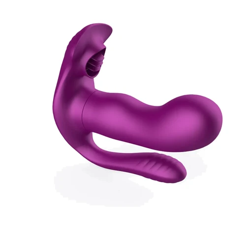 Вибратор с анальным и клиторальным стимулятором BOSS of TOYS Tongue Triple Stimulator Purple (BS561001-2)