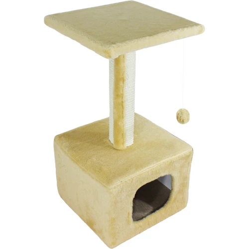 Когтеточка Lucky Pet домик Грот мех бежевая 33x33x67 см (193734)