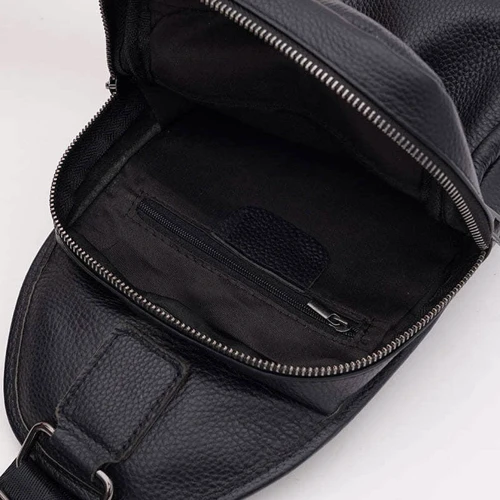 Мужская сумка-слинг Borsa Leather через плечо черная (K1a1003bl-black): Фактура Матовая, Гладкая