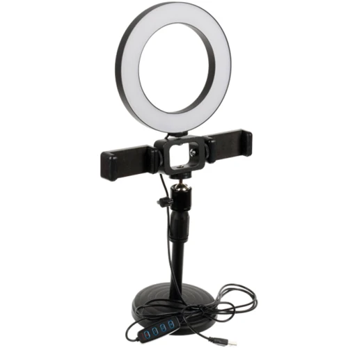 Кольцевая лампа LiveStream 16см с двумя держателями, c подставкой Черный: undefined undefined