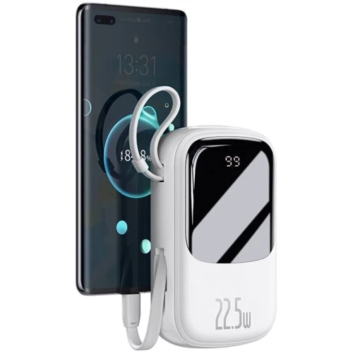 Зовнішній акумулятор Baseus Power Bank 20000mAh з USB-C Cable Q Pow Display 22.5W White (PPQD-I02): Вбудований кабель USB Type-C