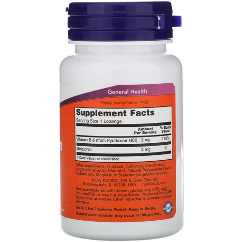 Now Foods Melatonin, 3 mg, 180 Lozenges (NOW-03259): Пол Унисекс