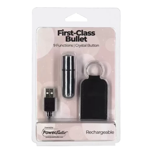 Вибропуля PowerBullet - First-Class Bullet 2.5" with Key Chain Pouch, Silver
