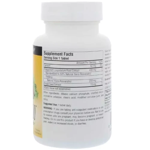 Source Naturals Resveratrol Ресвератрол 200 мг 60 таблеток: Вид Неферментные