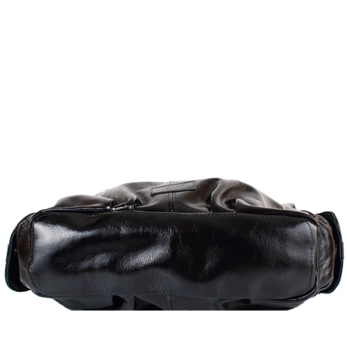Женская сумка хобо Laskara черная (LK-DM230-black-glossy): Фактура Глянцевая, Гладкая