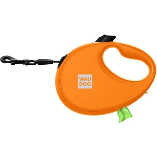 Повідець-рулетка для собак WAUDOG R-leash з контейнером для пакетів L помаранчевий до 40 кг 5 м (26294): Довжина 5 м