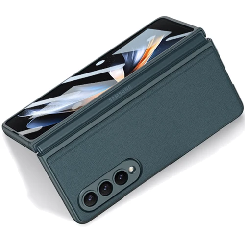 Аксесуар для смартфона GKK Leather Wallet with Stand Gray/Green для Samsung F936 Galaxy Fold 4: Тип накладка на заднюю часть