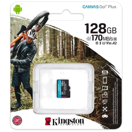Карта памяти Kingston 128GB microSDXC class 10 UHS-I U3 A2 Canvas Go Plus (SDCG3/128GBSP): Объем 128 ГБ