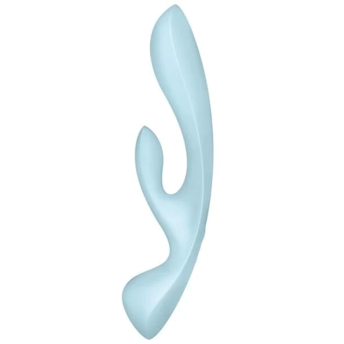 Двухсторонний вибратор-кролик Satisfyer Triple Oh Light Blue, 3 мотора, рукоятка-массажер